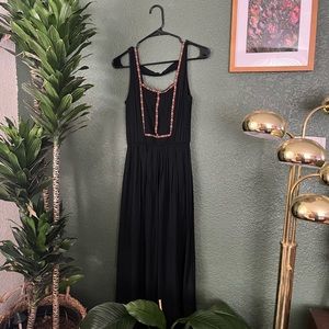 Black embroidered maxi dress